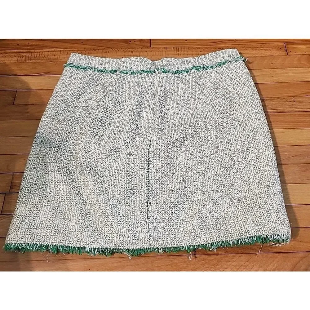 J. Crew Skirt Womens 4 Wool Blend Woven Multicolor w/ Green Trim Mini Short